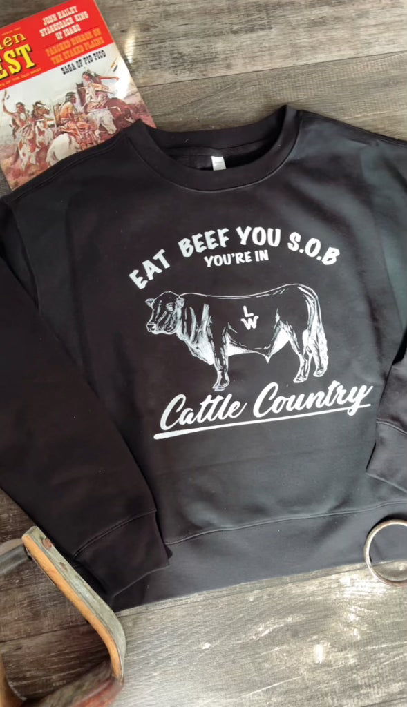 Eat Beef SOB Crewneck Sweatshirt (Women's) - Black