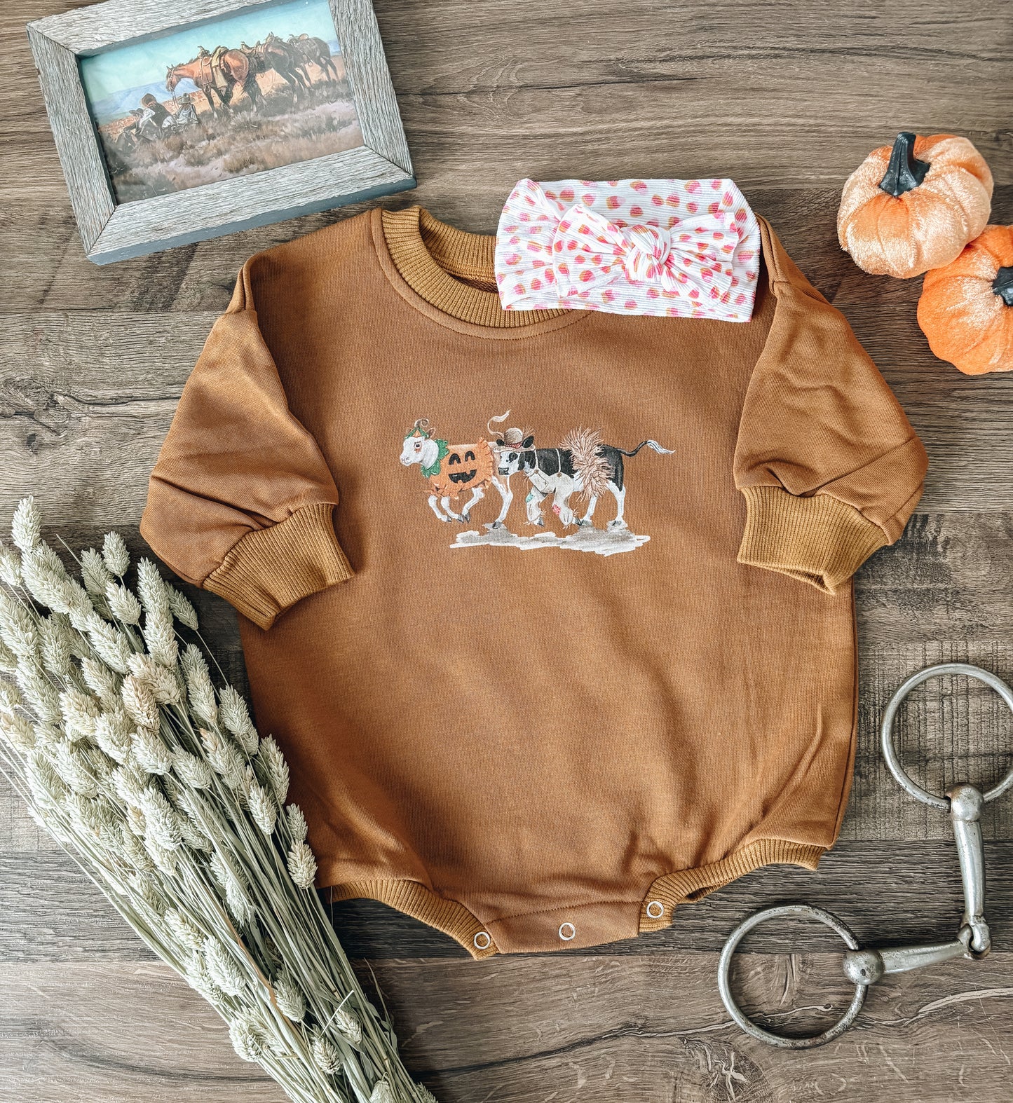 Calves in Costumes Bubble Romper (3-6M) - Brown