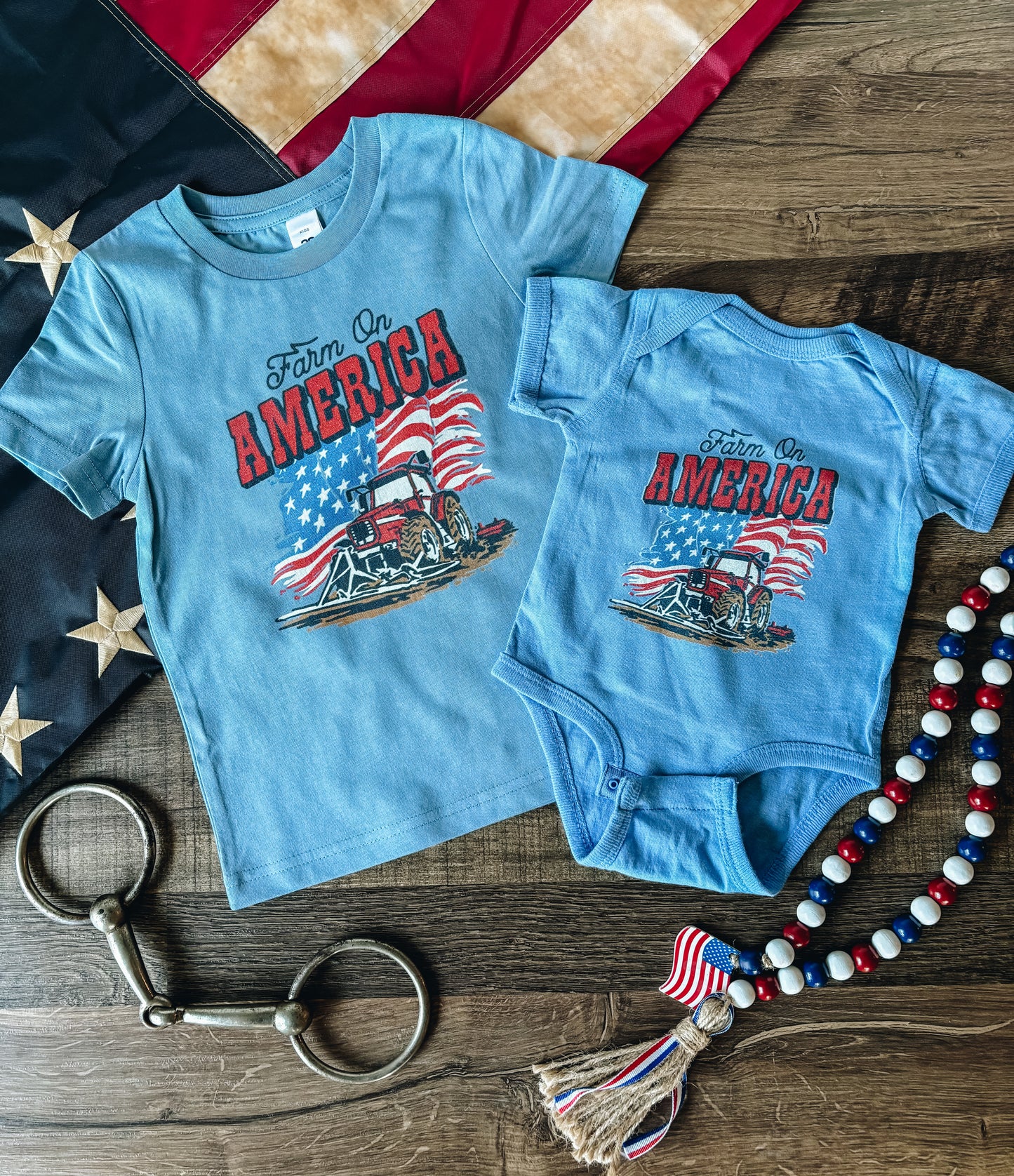 Farm On America (Baby, Toddler, & Youth) - Carolina Blue