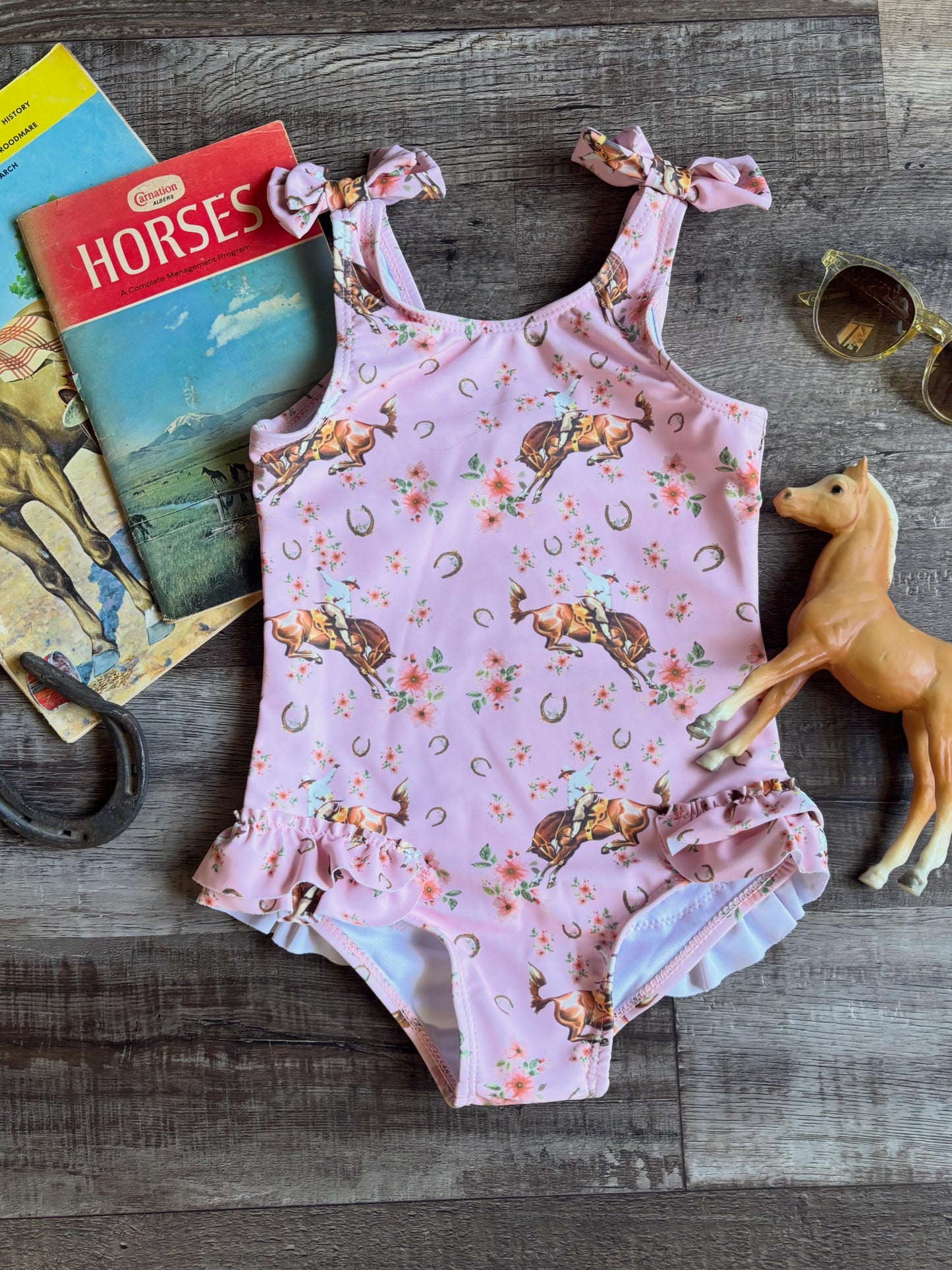 Pink Bucking Horse Swimsuit (Toddler)