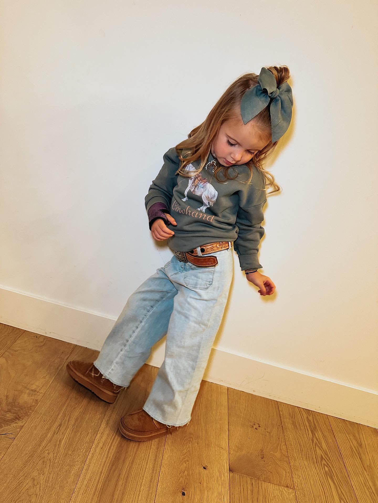 Cowhand Crewneck Sweatshirt (Baby & Toddler) - Agave