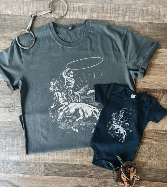 Rustic Roping Tee (Adult) - Faded Black (XL)