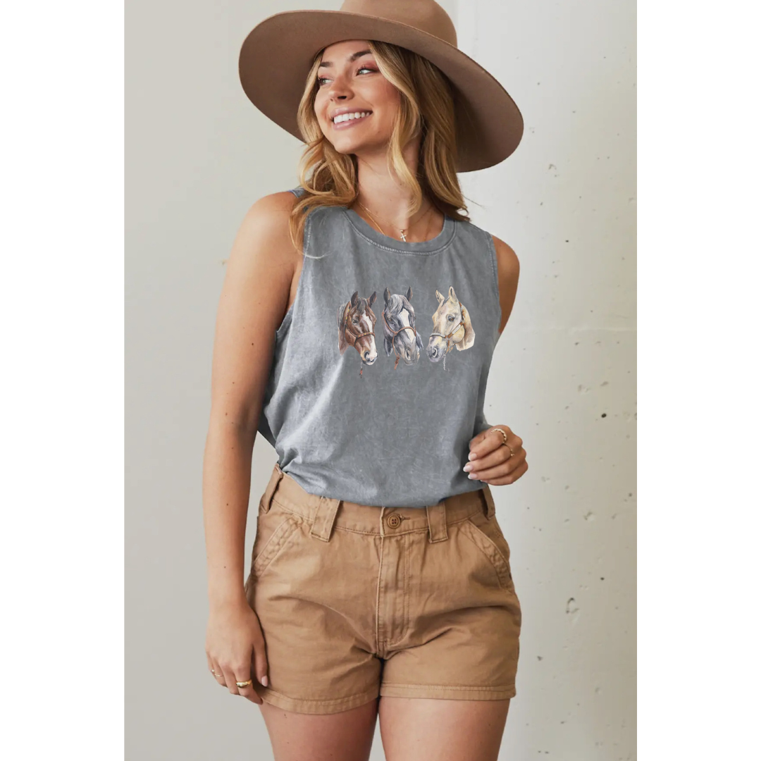 Three Kings Women's Mineral Graphic Tank Top - Lt Grey