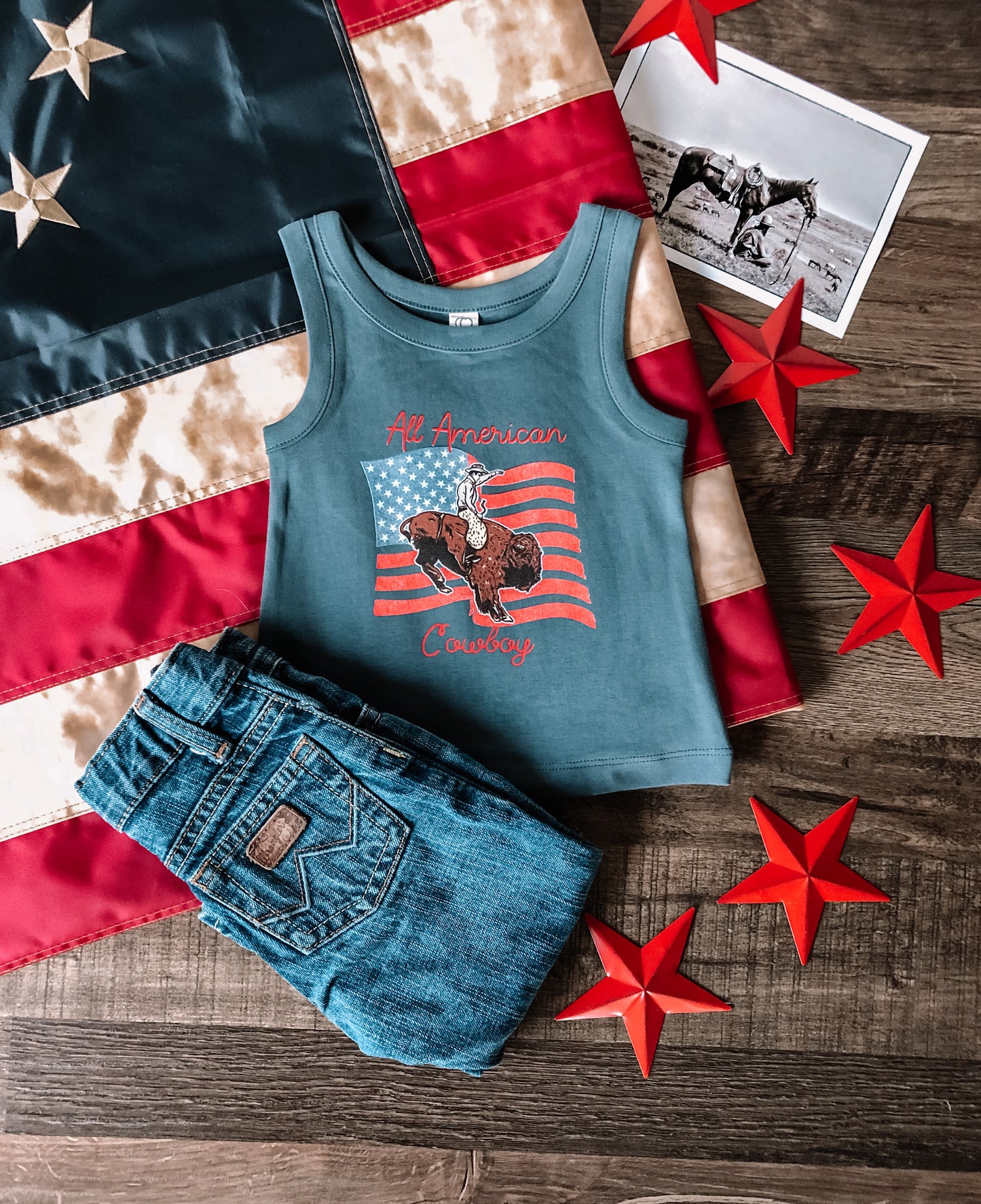 All American Cowboy Tank (Baby & Toddler) - Harbor