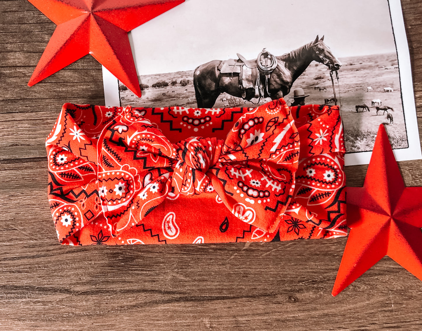 Red Bandana Headband Bow