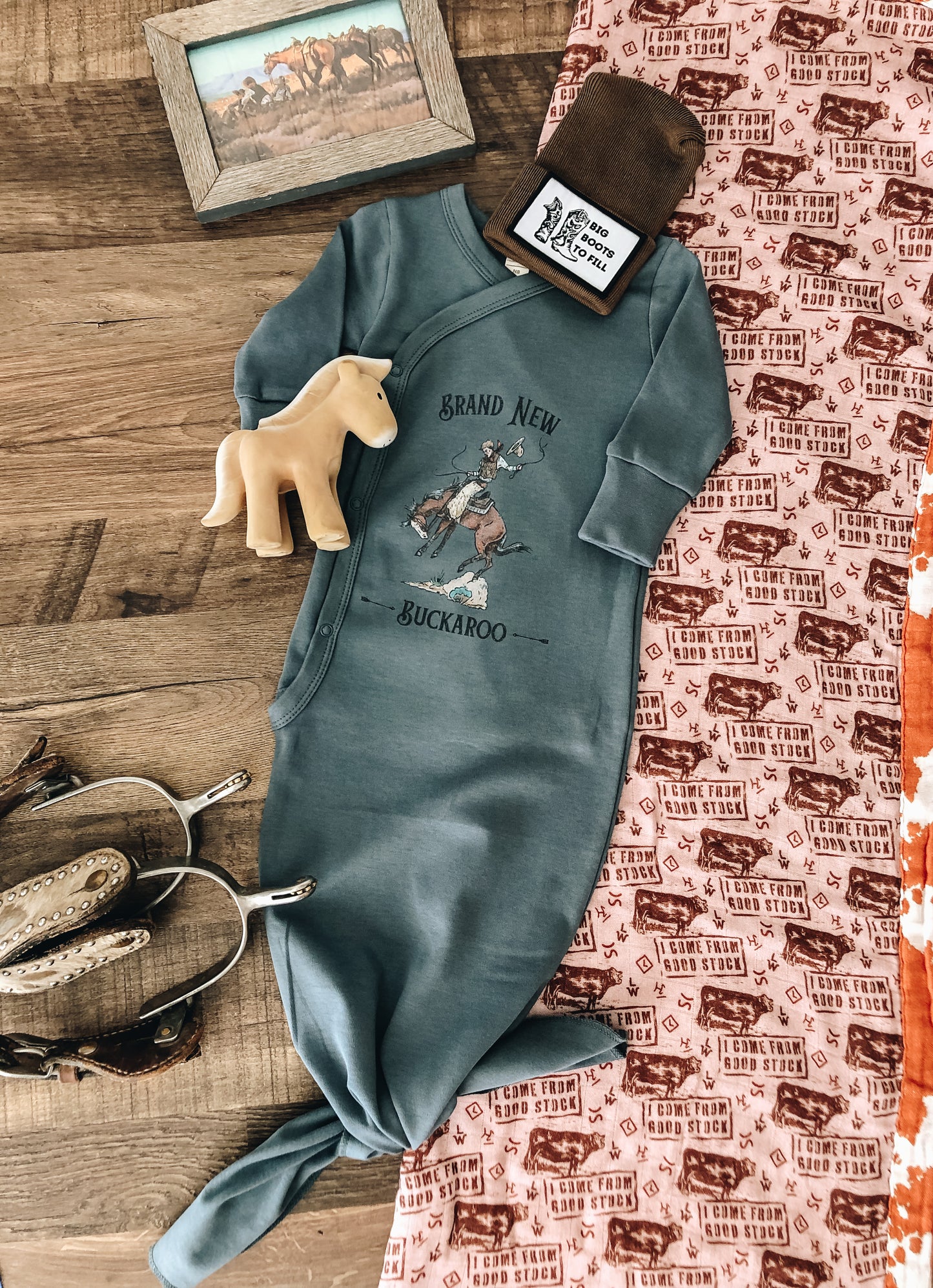Brand New Buckaroo Infant Gown - Harbor