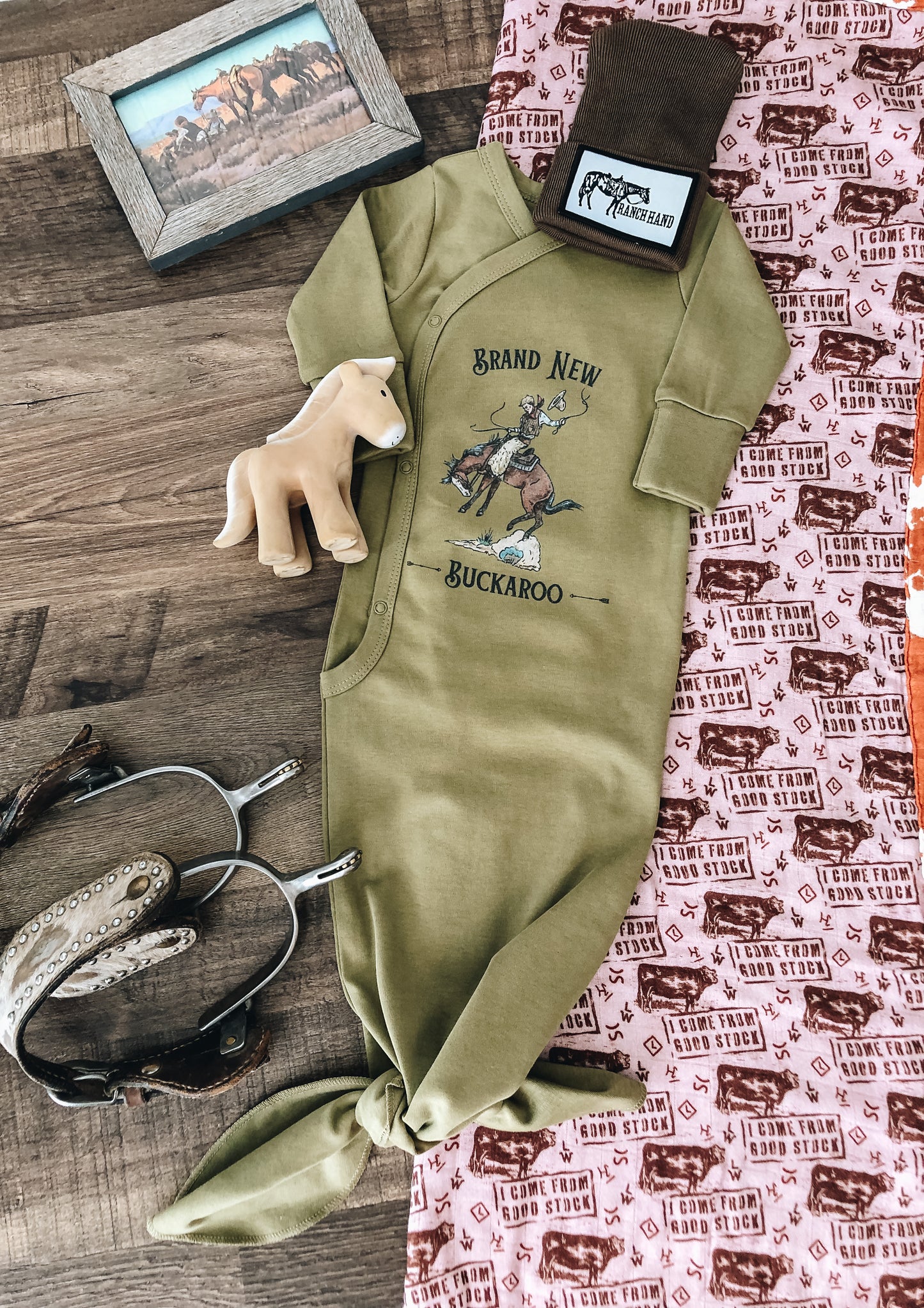 Brand New Buckaroo Infant Gown - Herb