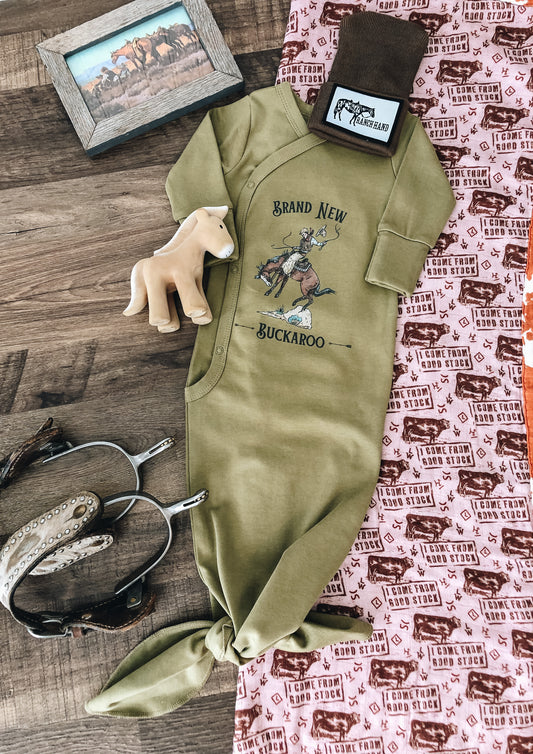 Brand New Buckaroo Infant Gown - Herb