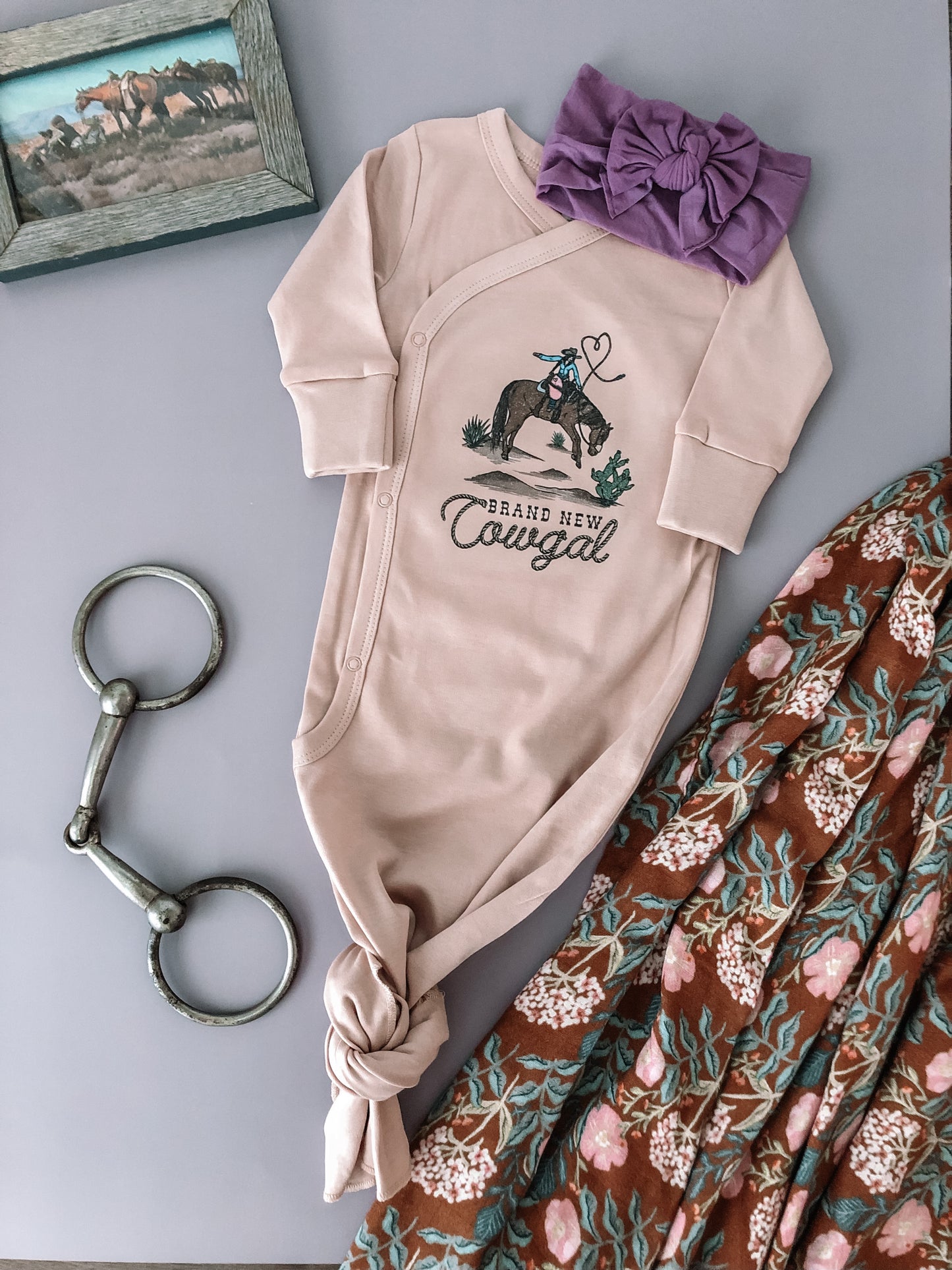 Brand New Cowgal Kimono Gown - Blush