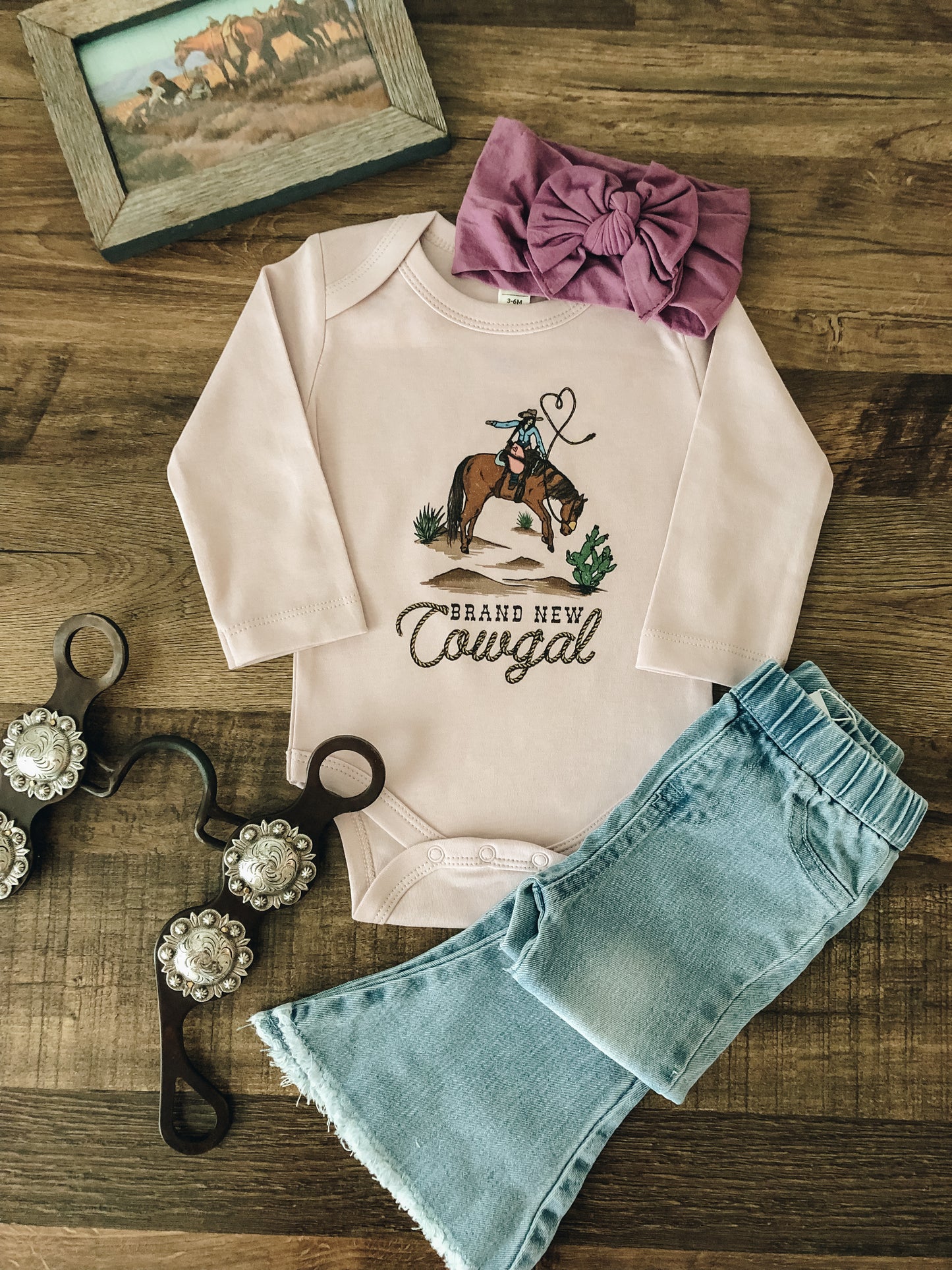 Brand New Cowgal Bodysuit (3-6M & 12-18M) - Wisteria Purple