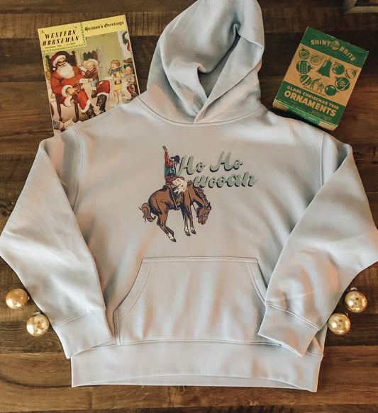 Broncy Santa Hooded Sweatshirt (Women's Medium) - Powder Blue