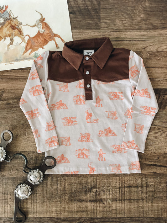 Buffalo Round-Up Organic Cotton Western Henley (Toddler & Little Kid)
