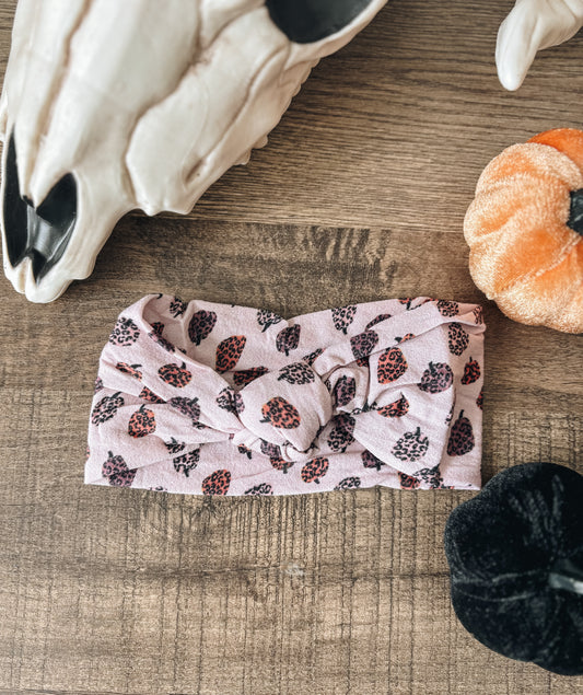 Knotted Leopard Pumpkin Nylon Bow