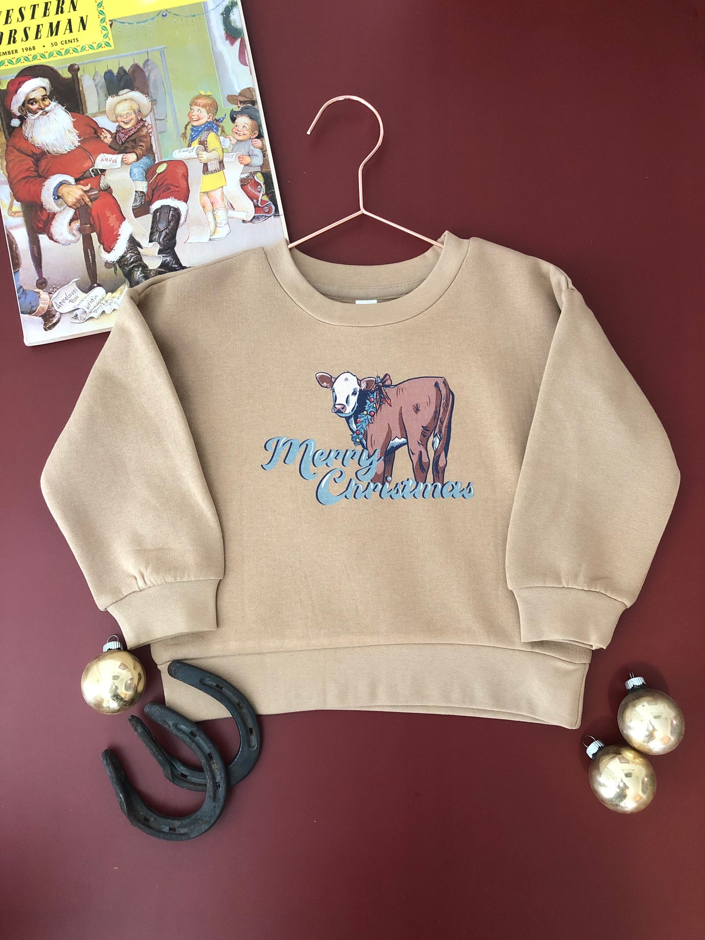 Christmas Hereford Calf Crewneck Sweatshirt (Baby & Toddler) - Latte