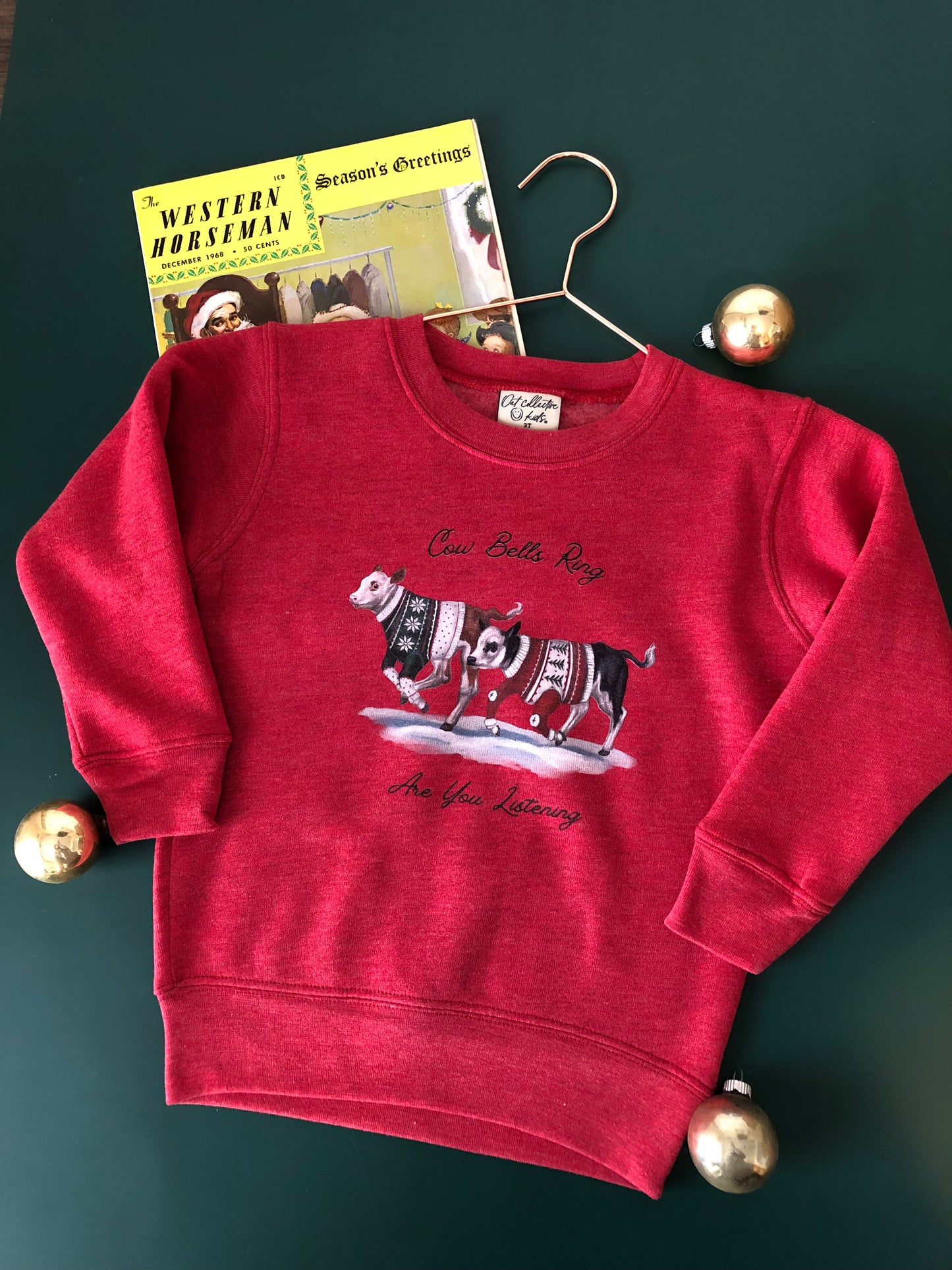 Cow Bells Ring Are You Listening Crewneck Sweatshirt (Toddler) - Red