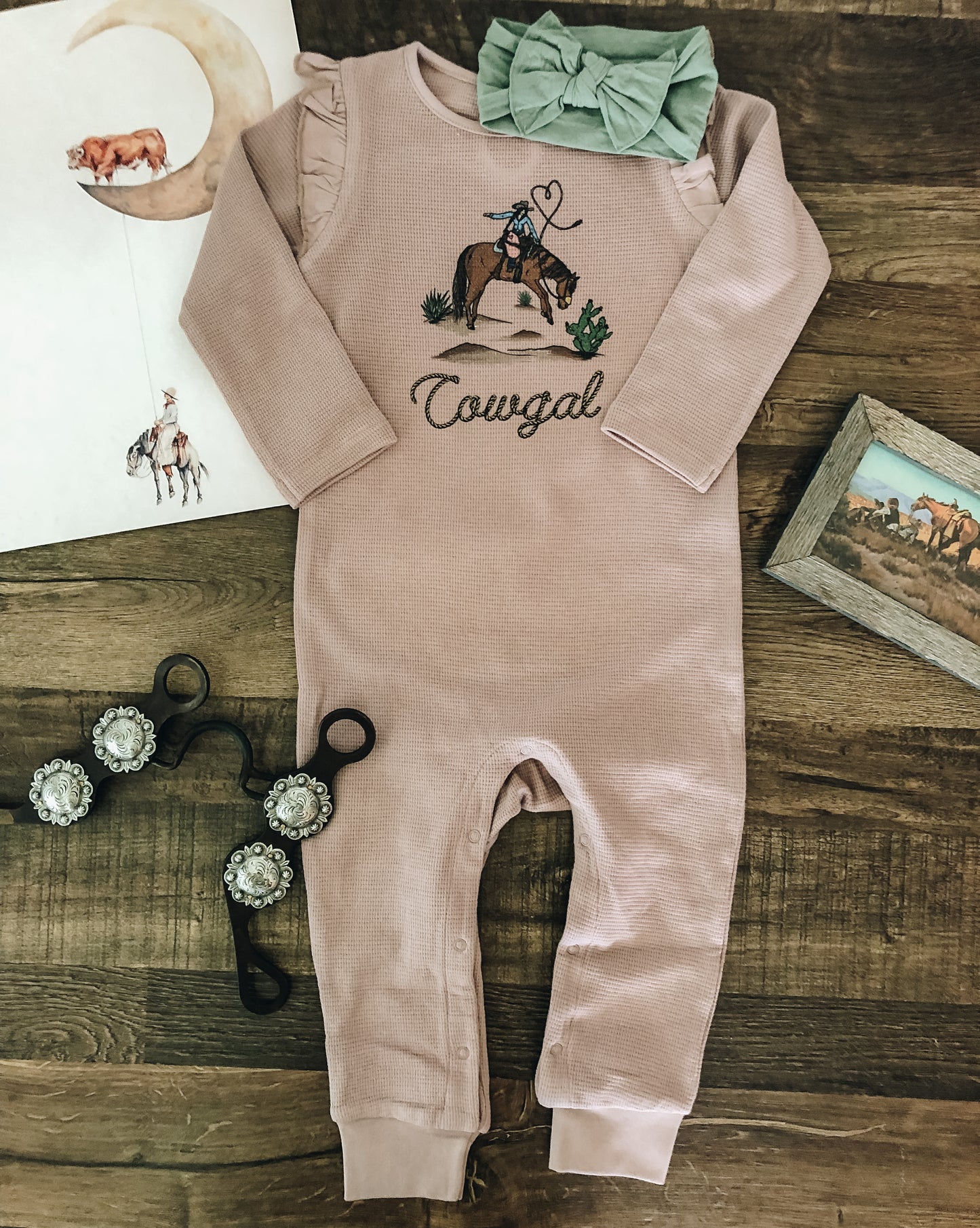 Cowgal Waffle Romper (18-24M) - Wisteria