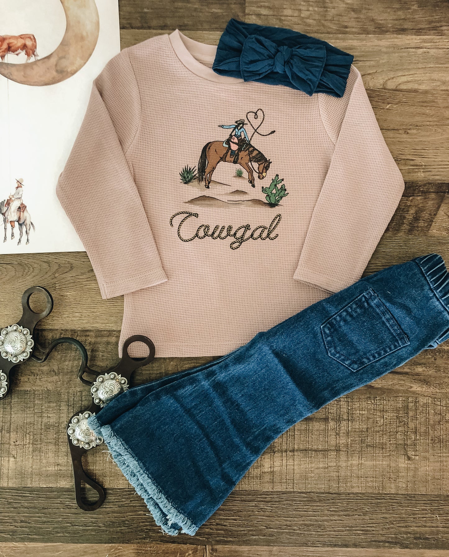 Cowgal Waffle Top (Baby & Toddler) - Wisteria