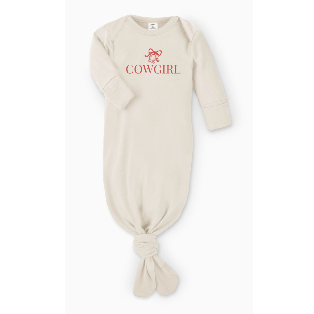 Cowgirl Horseshoe Infant Gown - Natural