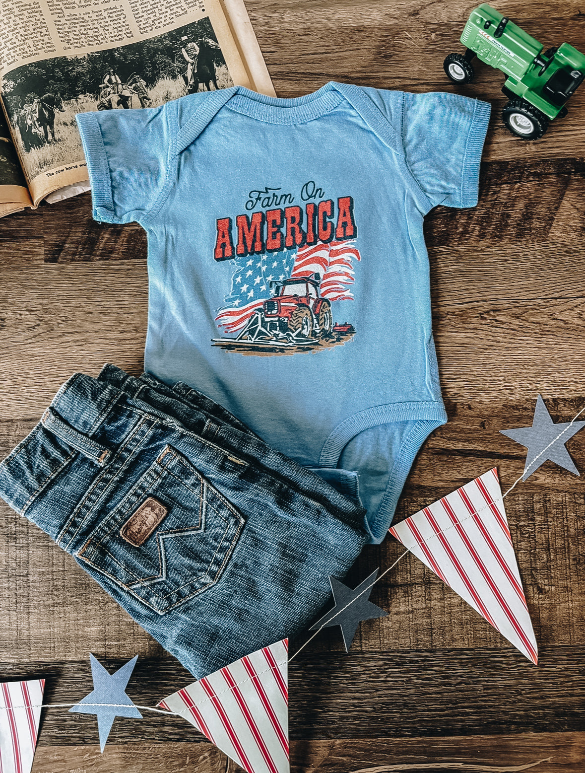 Farm On America (Baby, Toddler, & Youth) - Carolina Blue
