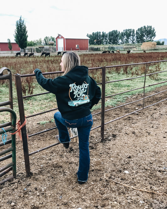 Rodeo Rig Womens Hooded Sweatshirt (Women's Large) - Pine Green