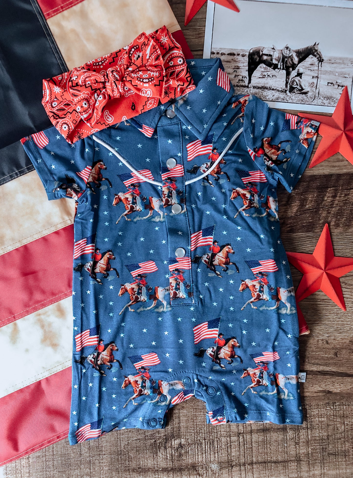Gallup Short Sleeve Bamboo Collard Shortalls (18-24M)