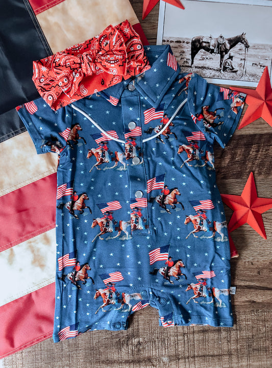 Gallup Short Sleeve Bamboo Collard Shortalls (18-24M)