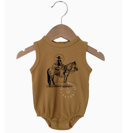 High Roller Organic Waffle Bubble Romper (Baby) - Honey