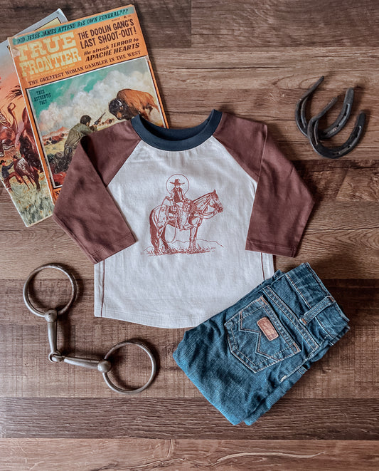 High Roller Baseball Tee (3T) - Oat/Chestnut