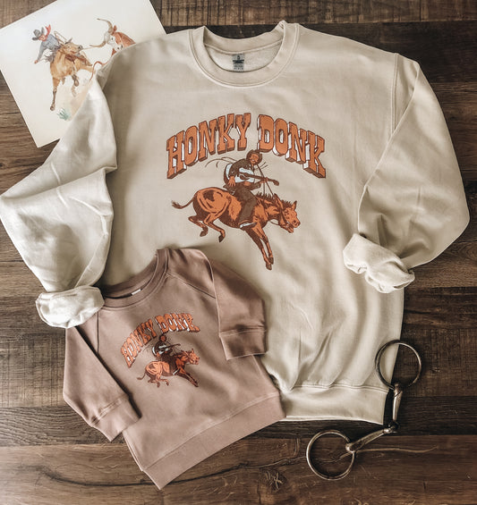 Honky Donk Adult Crewneck Sweatshirt (Adult Small) - Sand