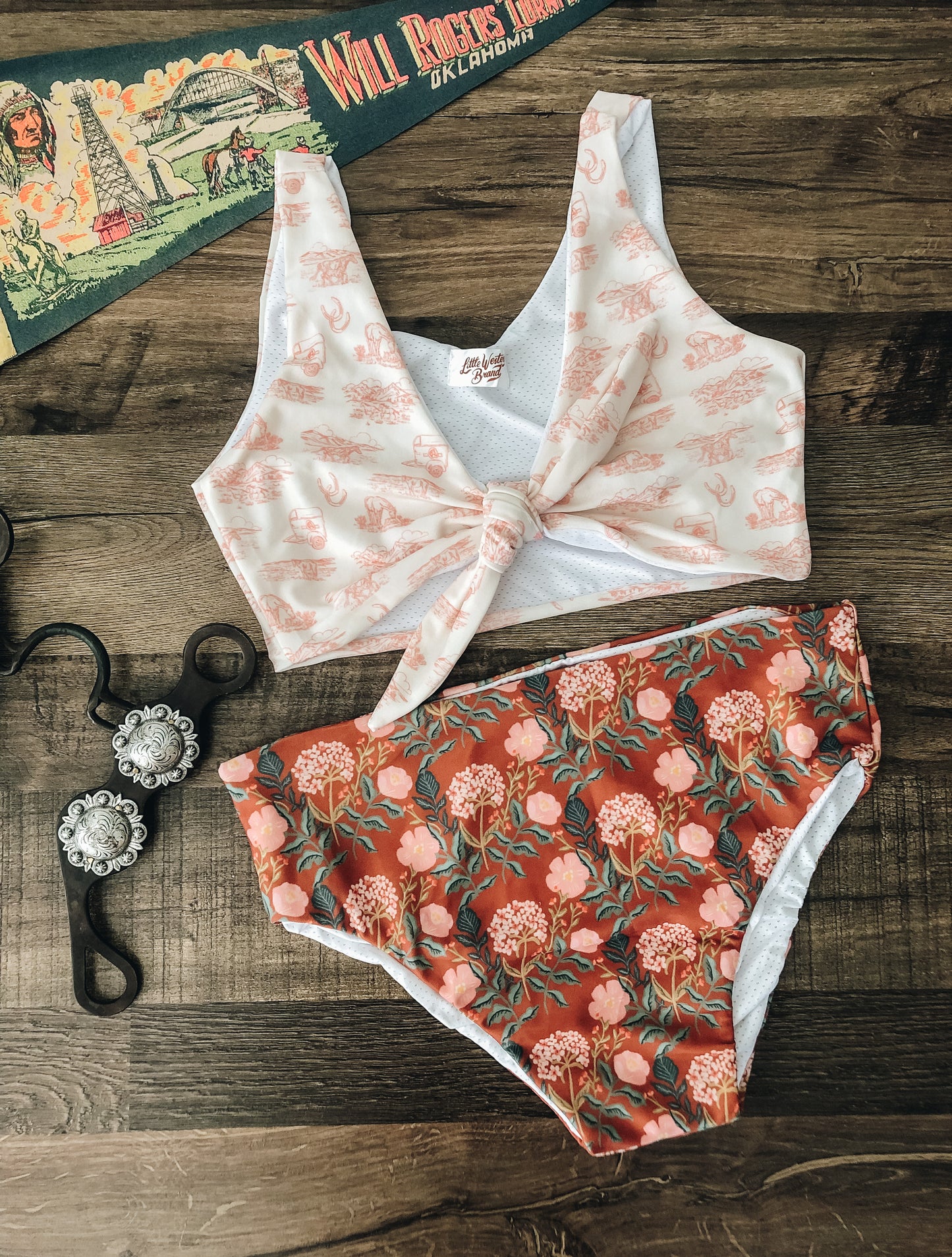 Horses and Floral Women's Two-Piece Swimsuit (Women's)