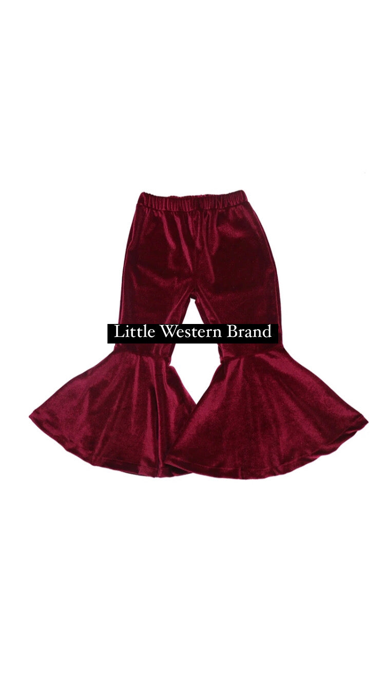 Wine Red Velvet Bell Bottoms (Baby & Toddler)