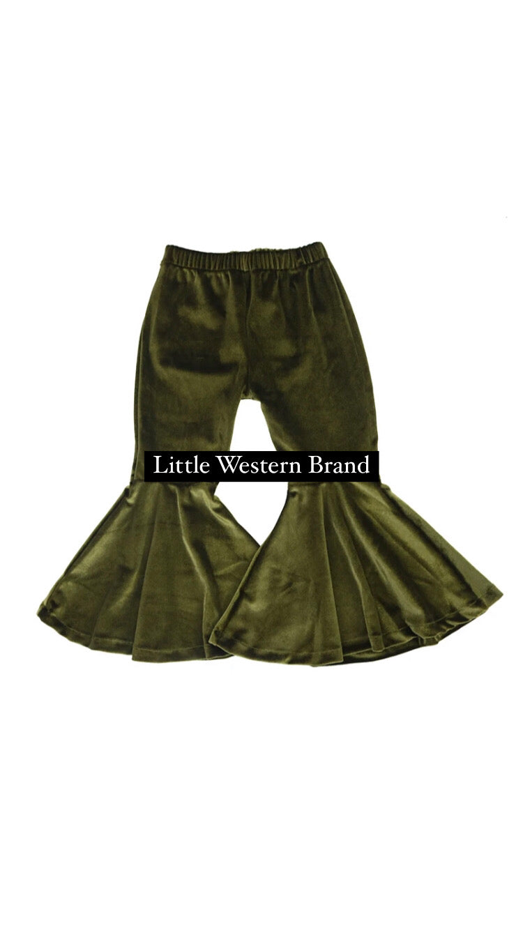 Pine Green Velvet Bell Bottoms (Baby & Toddler)