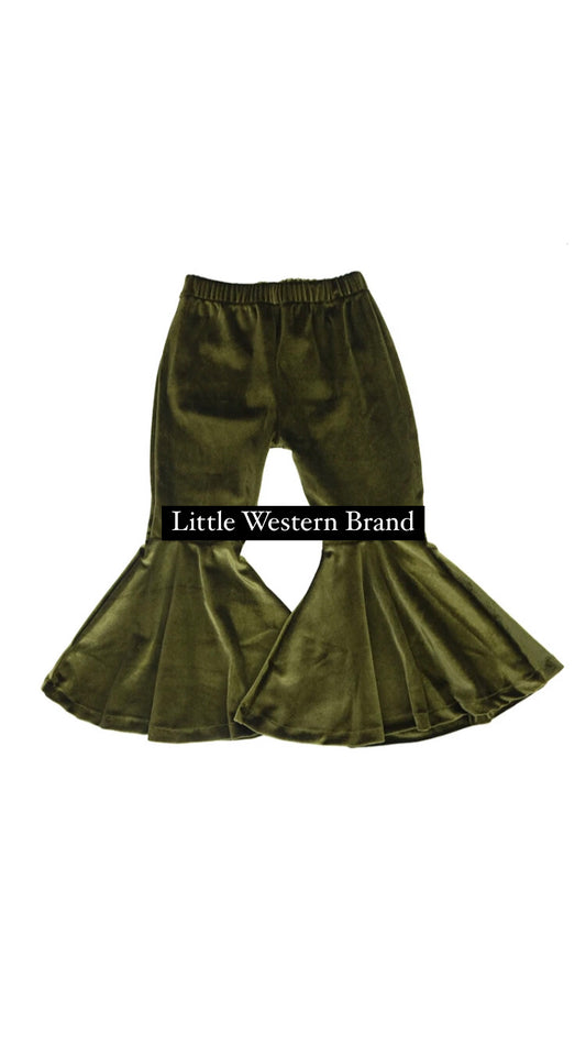 Pine Green Velvet Bell Bottoms (Baby & Toddler)