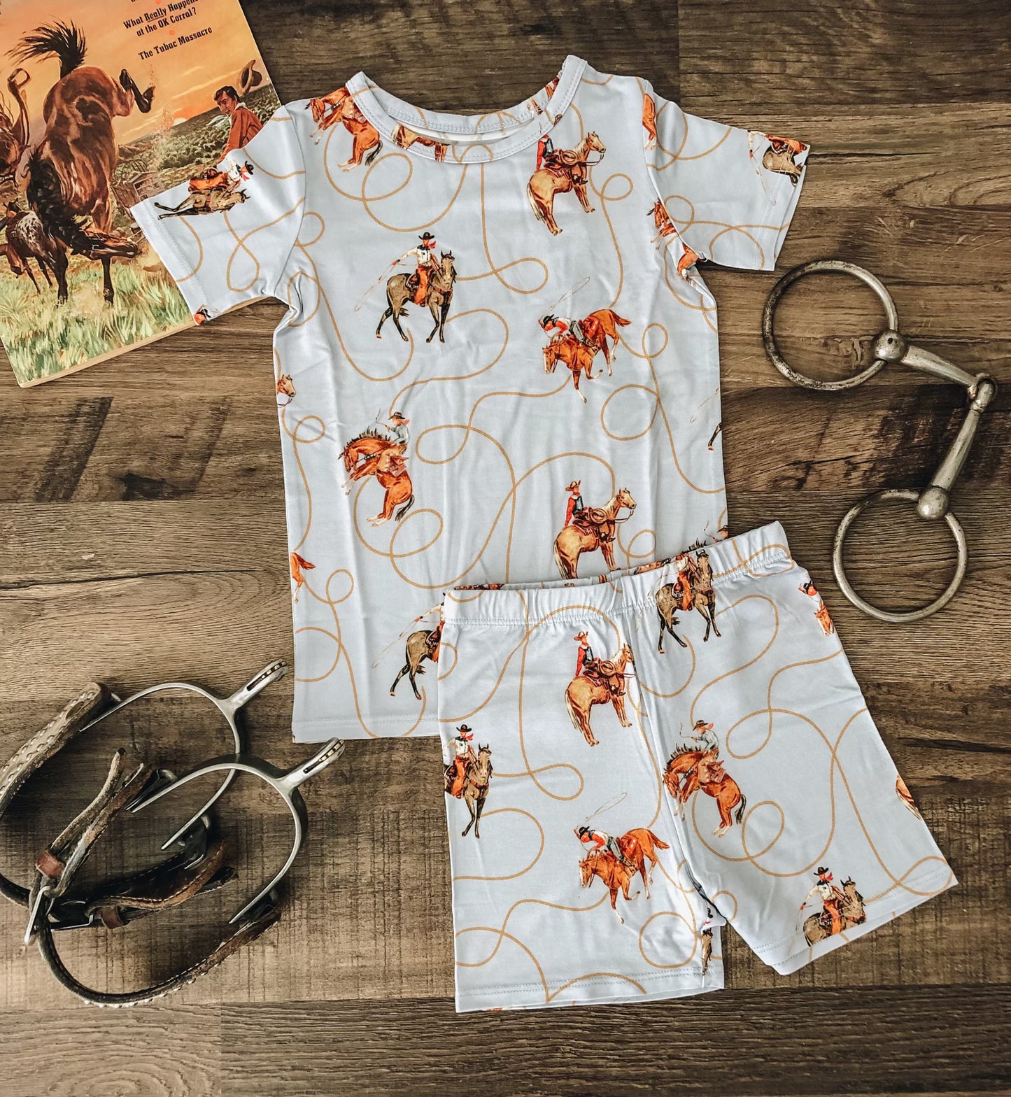 Luckenbach Bamboo Pajamas (Toddler & Youth) - Light Blue/Grey