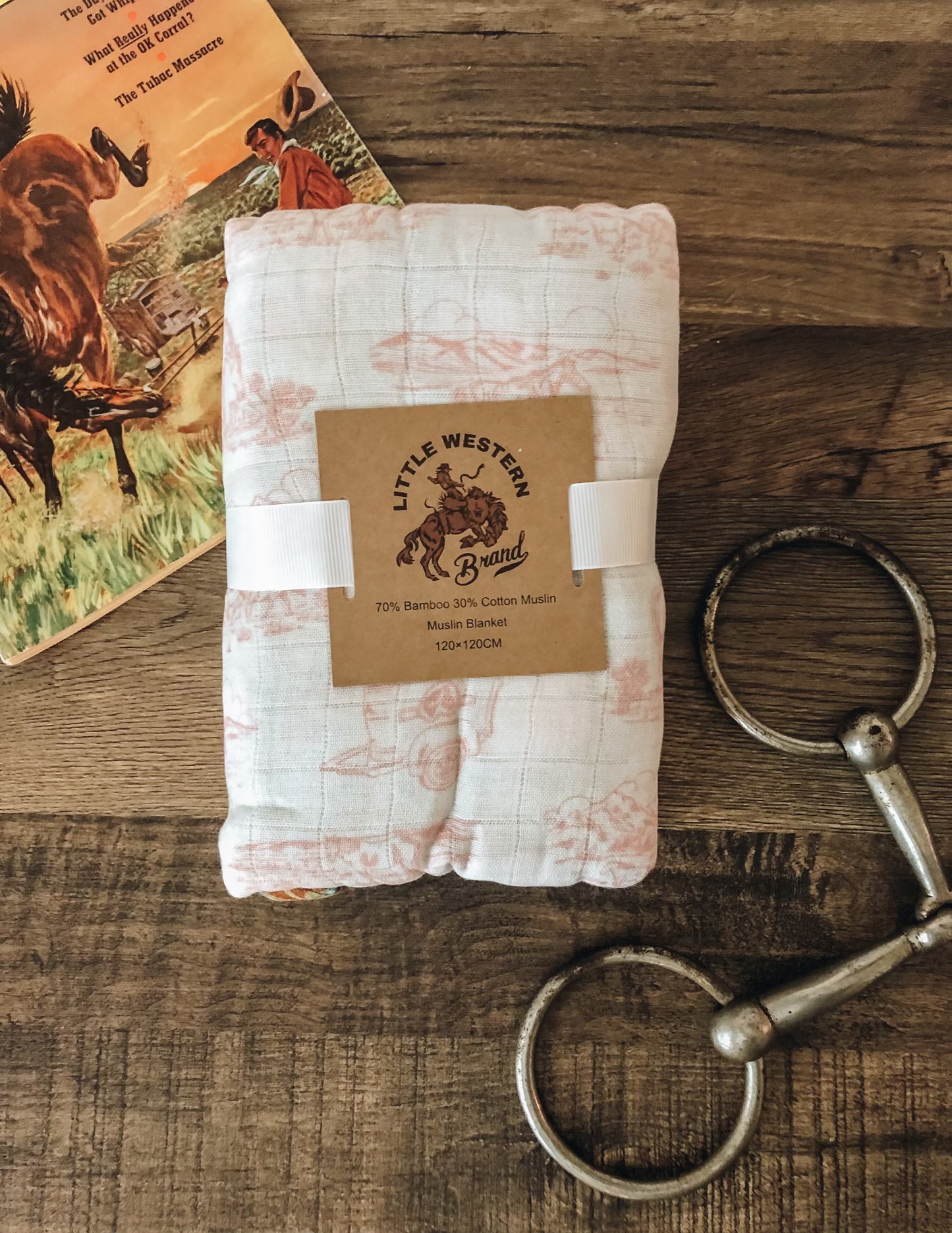 Horses & Floral Bamboo Muslin Baby Blanket