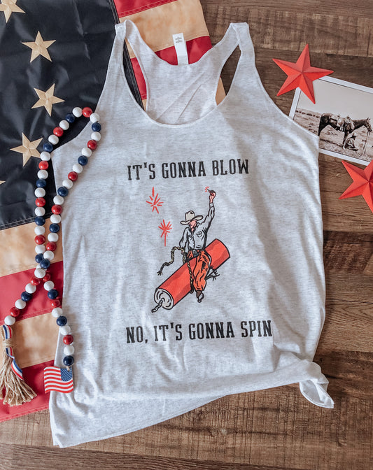 It's Gonna Blow Womens Tank - Heather White (Large)
