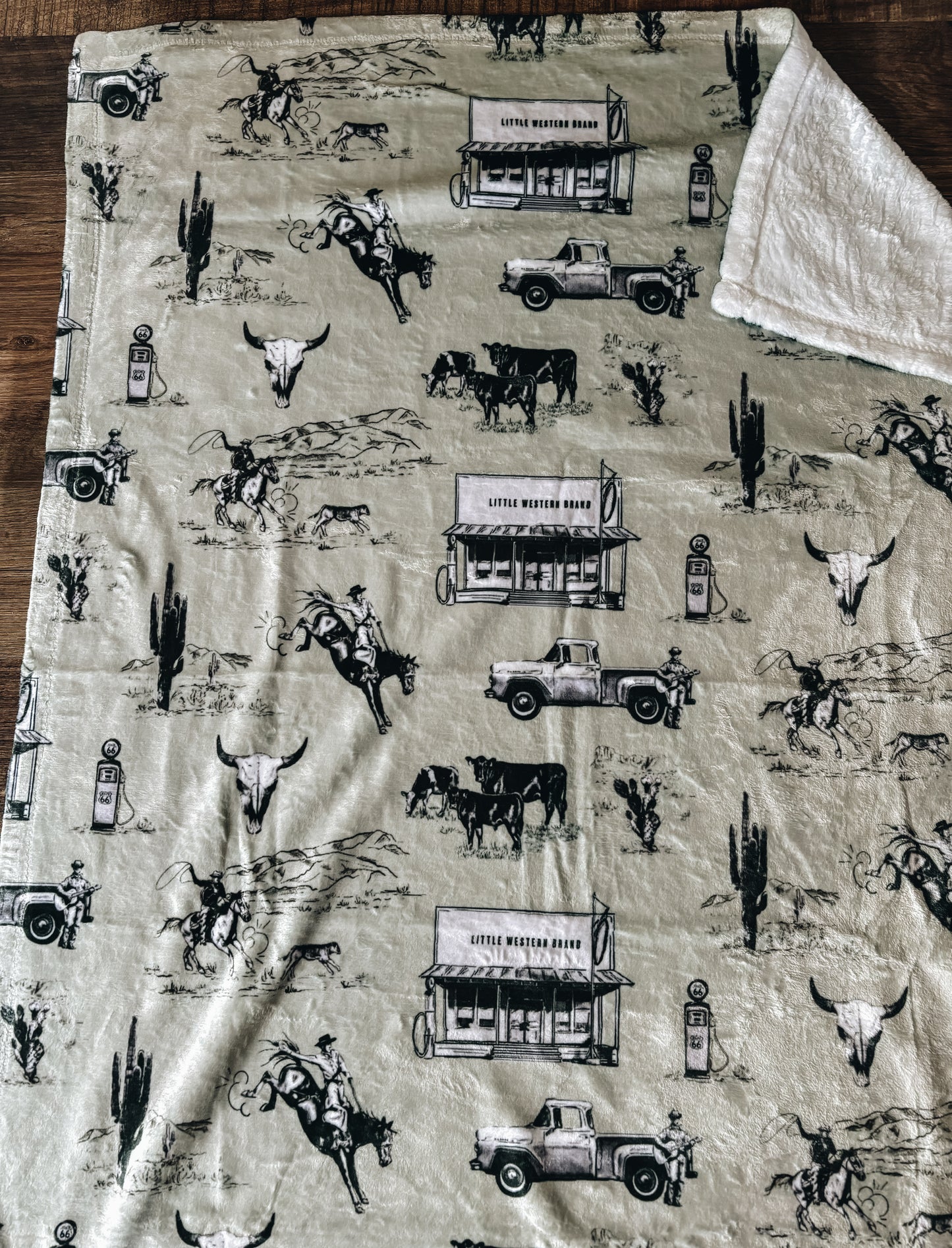 LWB Retro Cowboy Minky Blanket (Baby) - Sage