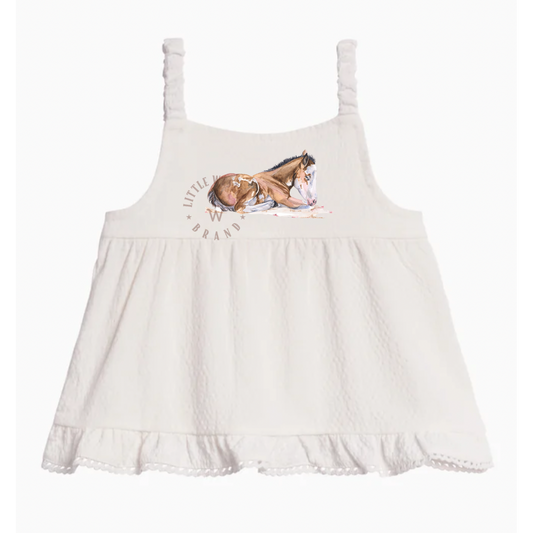Laying Foal Seersucker Ruffle Tank (6-12M)
