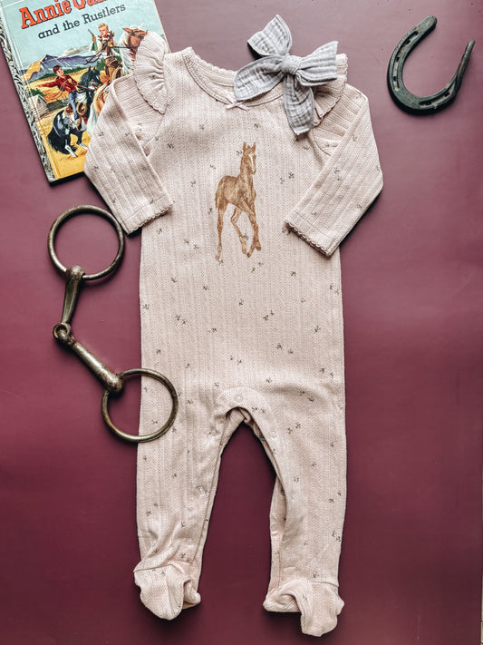 Little Foal Pointelle Footed Romper (Baby) - Blush