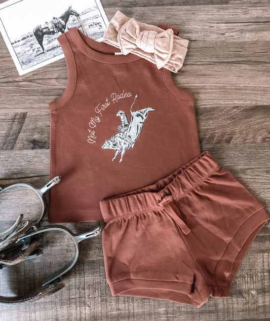 Not My First Rodeo Tank (3-6M, 4T, 5/6) - Pecan