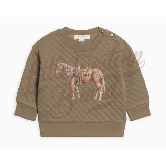 Painted Pally Quilted Jacquard Pullover (Baby & Toddler) - Taupe