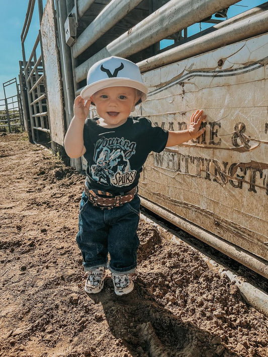 Pouring Spurs Bull Rider - Black (4T, 5T, Youth L)
