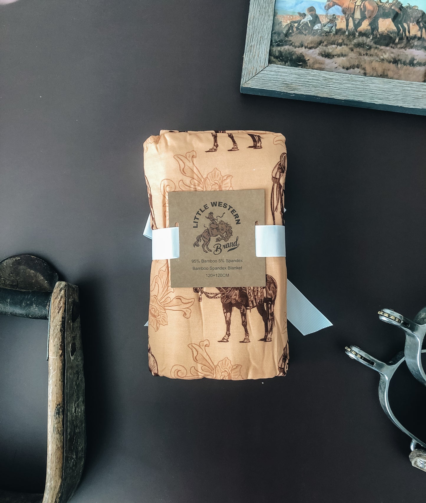 Ranch Horse Tooled Swaddle Blanket