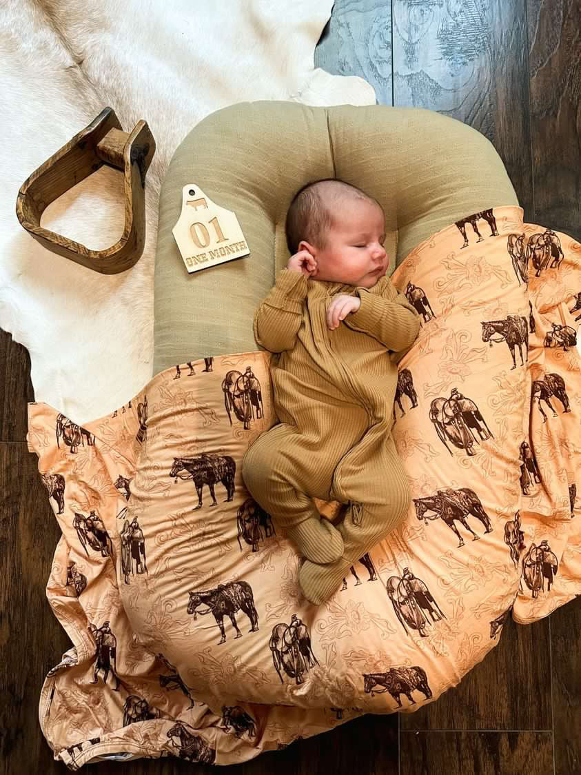 Ranch Horse Tooled Swaddle Blanket