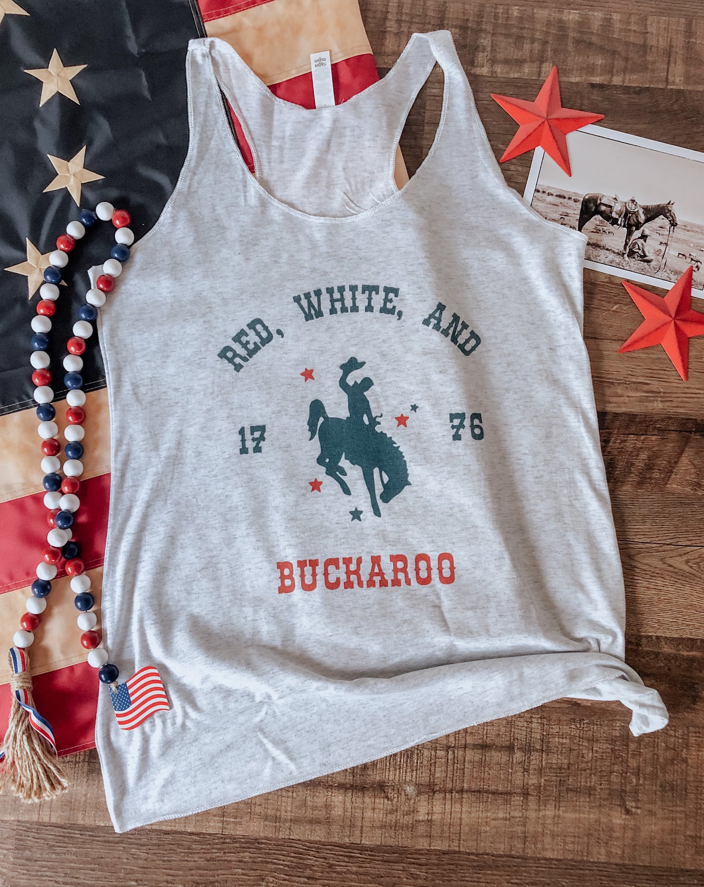 Red, White & BUCKAROO Women's Tank Top - Heather White