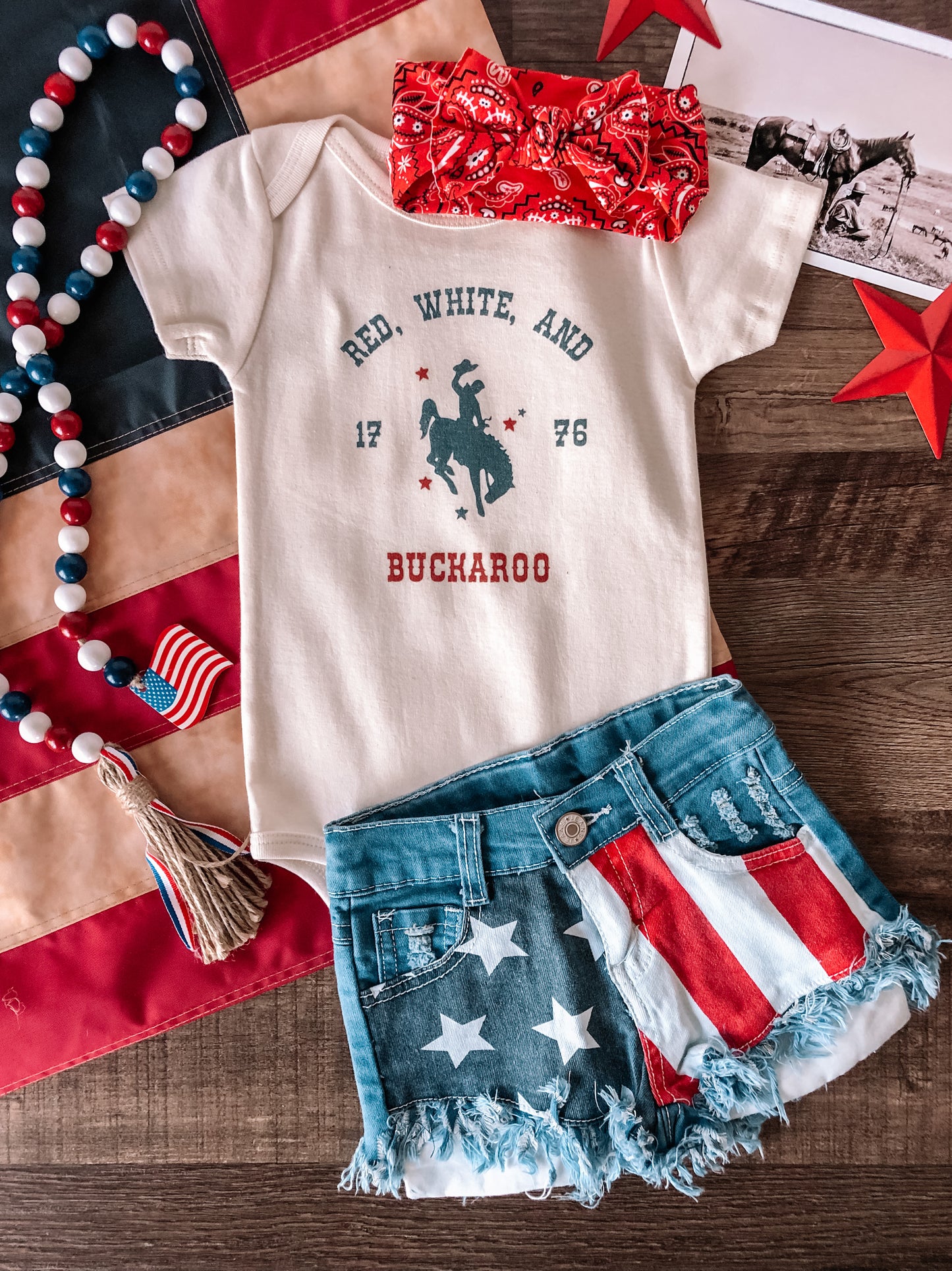 Red, White, & BUCKAROO (Baby, Toddler, & Youth) - Natural
