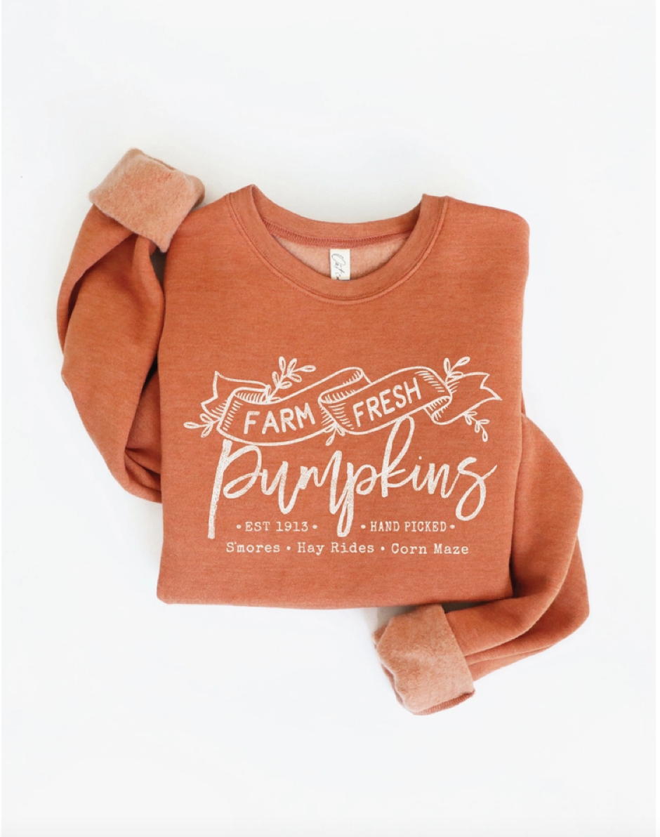 Farm Fresh Pumpkins Graphic Sweatshirt (Women's) - Autumn Leaf