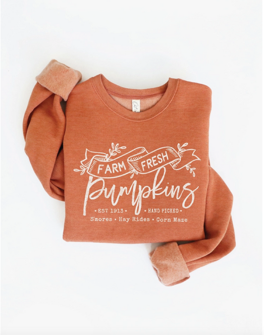 Farm Fresh Pumpkins Graphic Sweatshirt (Women's) - Autumn Leaf