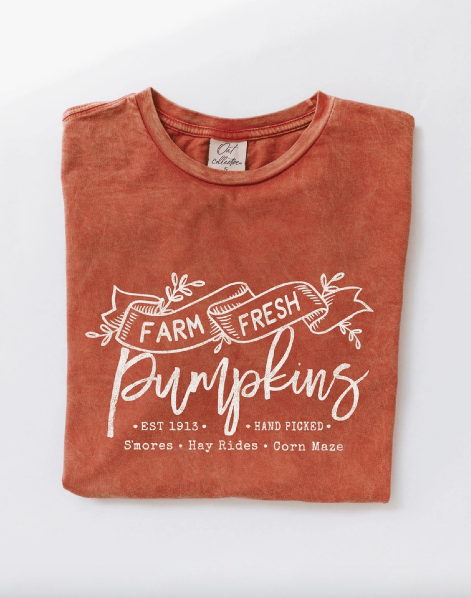 Farm Fresh Pumpkins Mineral Graphic Top (Women's) - Pumpkin