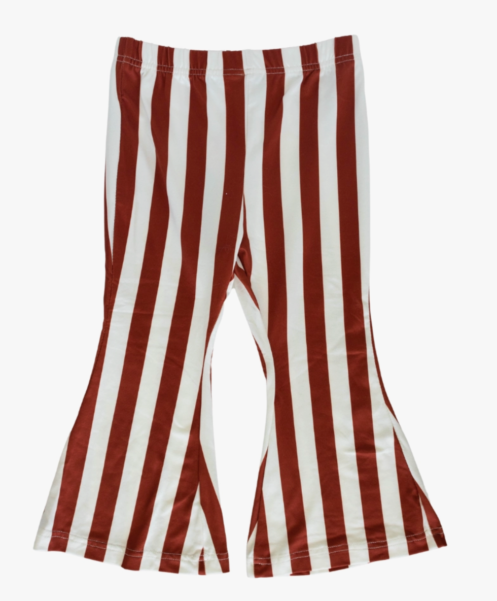 Blakely Boho Bell Bottoms - Russet Orange & White Stripe